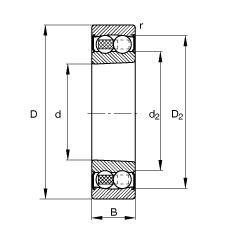 {(dio)S 2208-K-2RS-TVH-C3, (j) DIN 630 (bio)(zhn)Ҫߴ, FF 1:12ɂ(c)ܷ